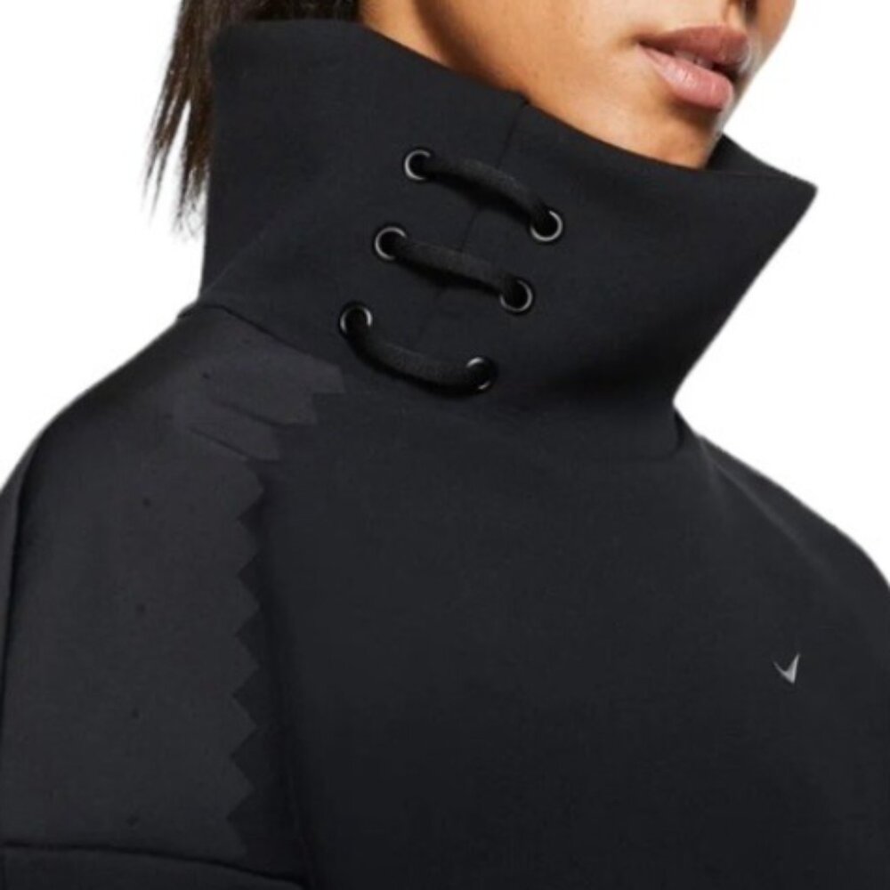 NWT Nike Sportswear Tech Fleece Mock Neck Sweatshirt, Lace-Up Detail - Womens S